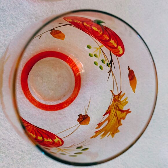 Orange Pumpkins with Leaves Stemless Wine Glasses | Harvest | Fall Thanksgiving - Picture 5 of 6